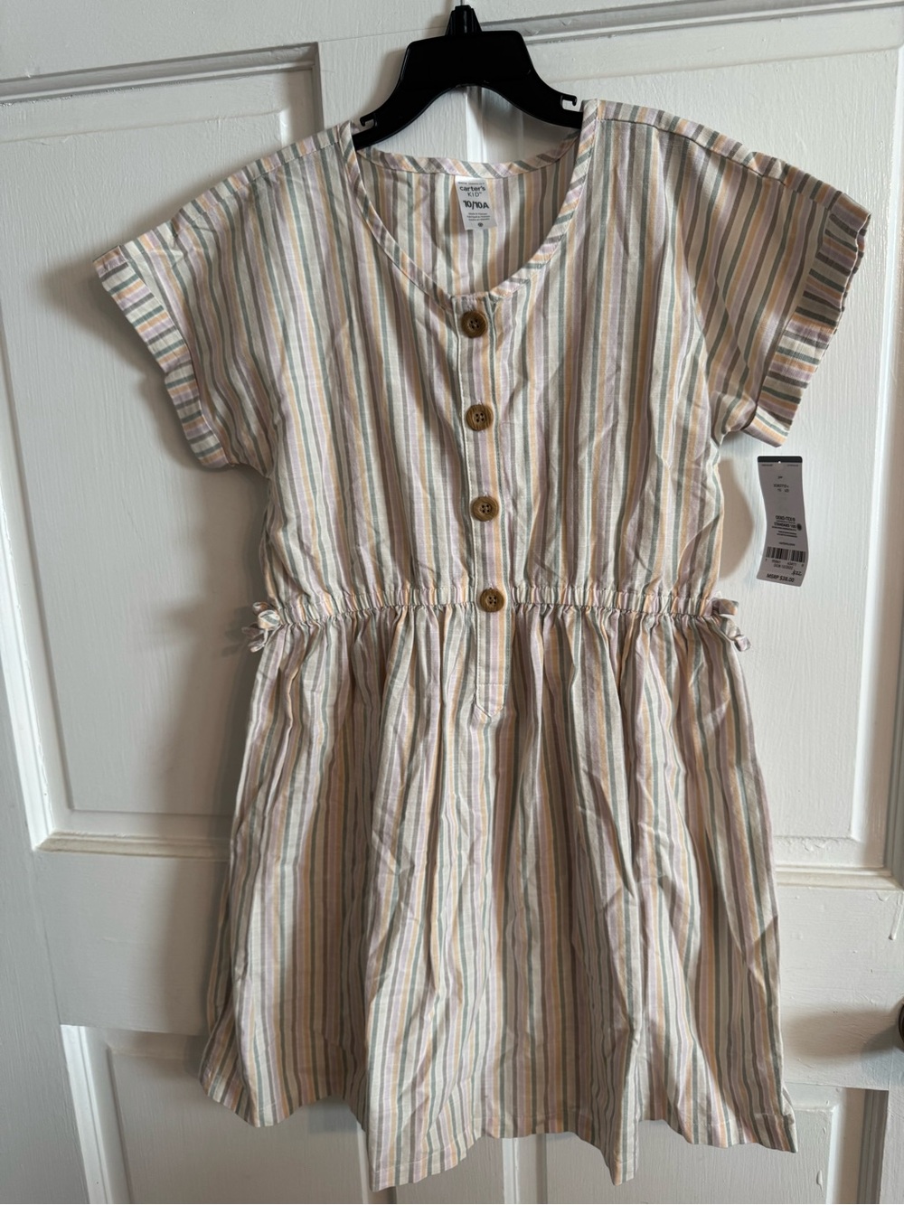 Girls' Neutral Multi-Stripe Button-Front Dress by Cat & Jack